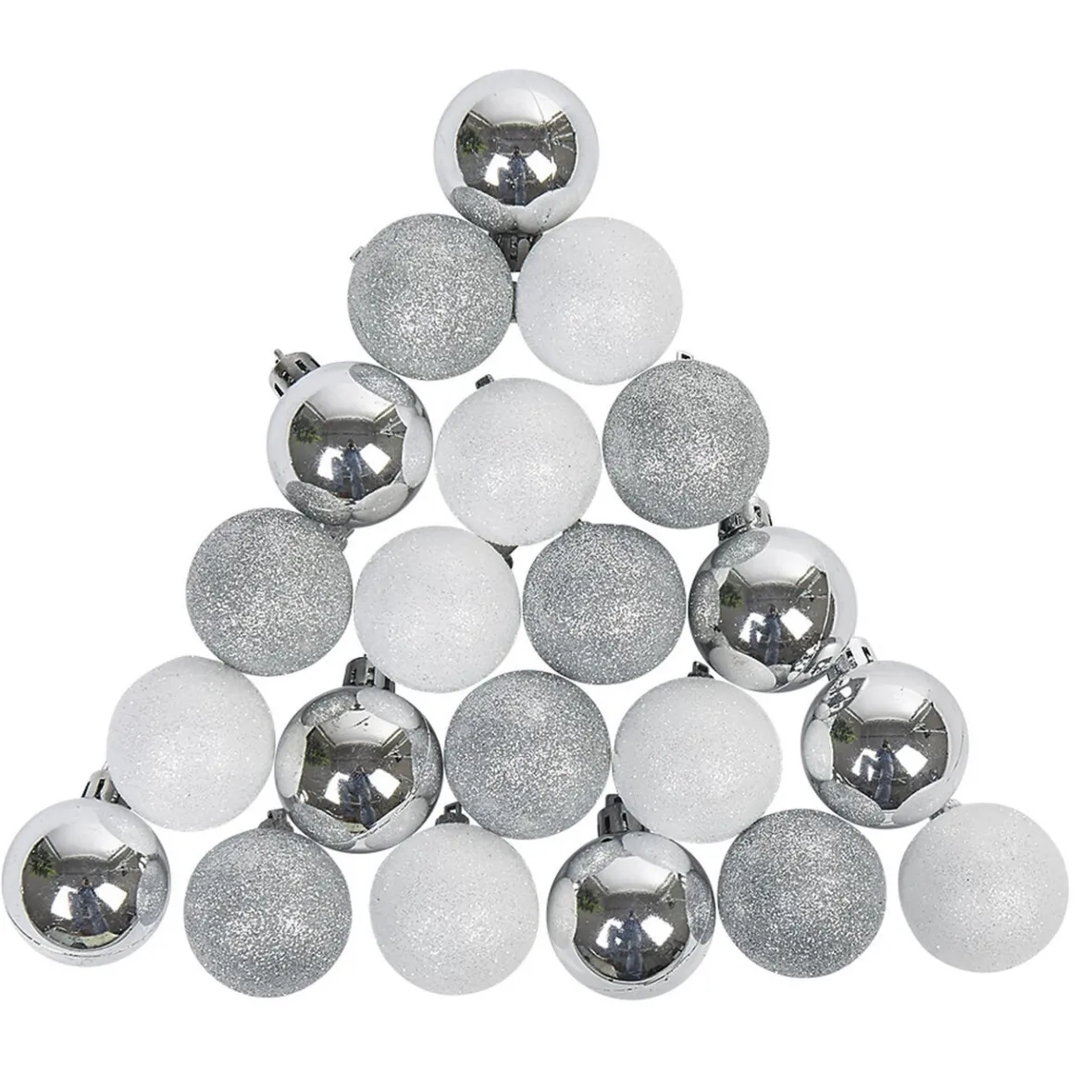 Boule de Noël argentée et blanche x25-Gifi