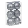 Boule de Noël argentée pailletée x6-Gifi Best