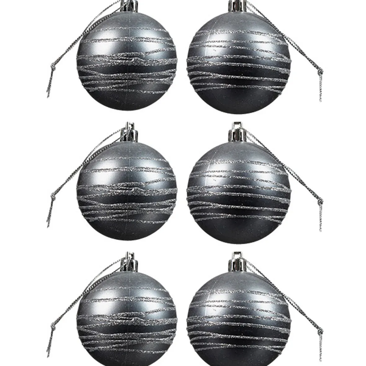 Boule de Noël argentée x6-Gifi