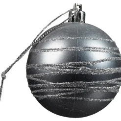 Boule de Noël argentée x6-Gifi