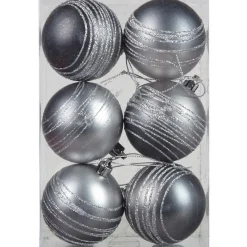 Boule de Noël argentée x6-Gifi