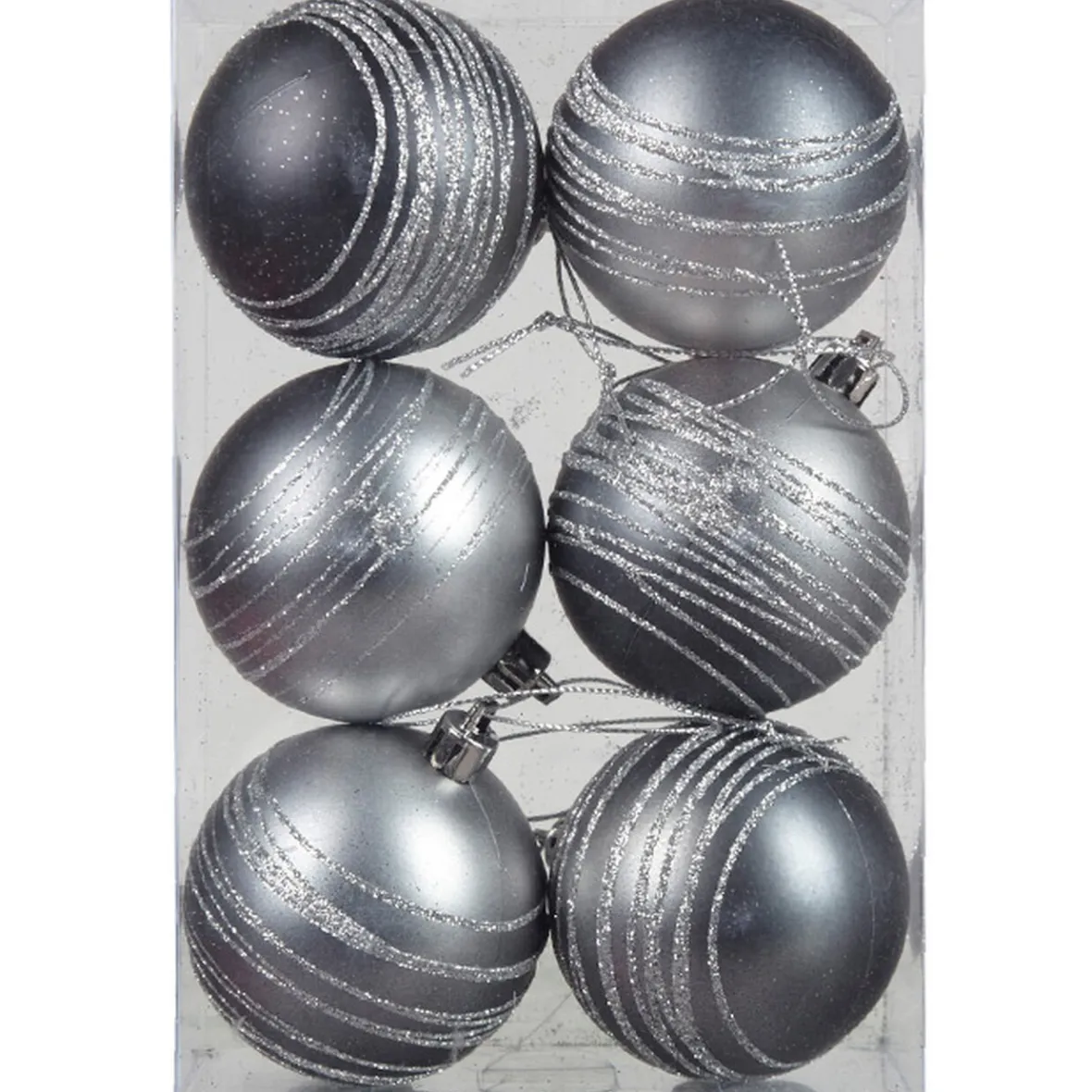 Boule de Noël argentée x6-Gifi