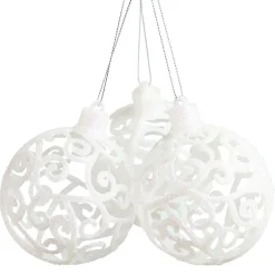Boule de Noël baroque blanc Ø8cm x3-Gifi Online