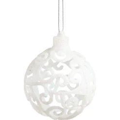 Boule de Noël baroque blanc Ø8cm x3-Gifi Online