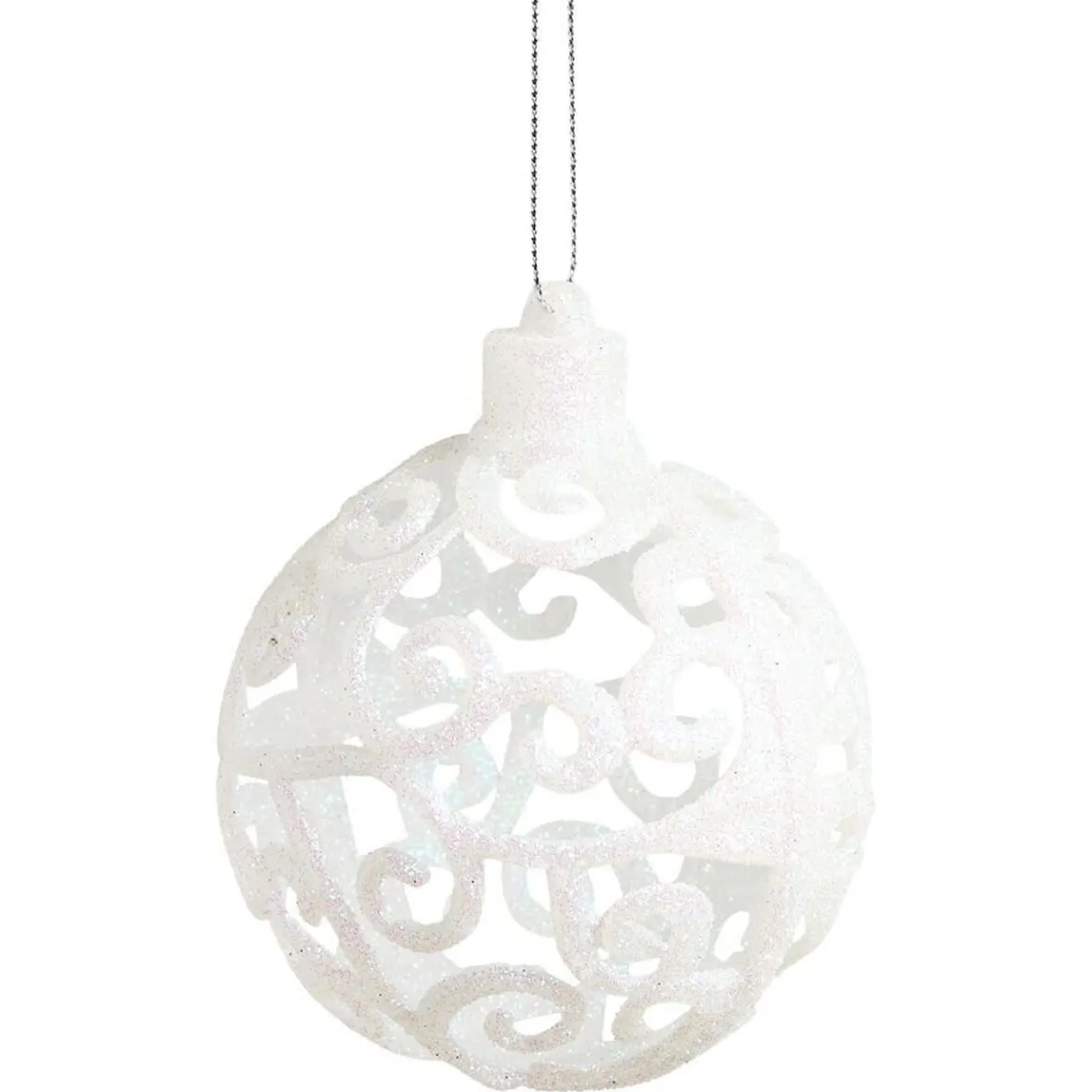 Boule de Noël baroque blanc Ø8cm x3-Gifi Online