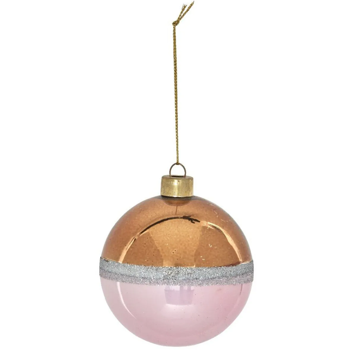 Boule de Noël bicolore en verre avec ligne pailletée Ø8 cm-Gifi Outlet