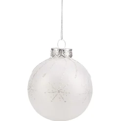 Boule de Noël blanche motif étoiles paillettées argentées Ø8cm-Gifi Online