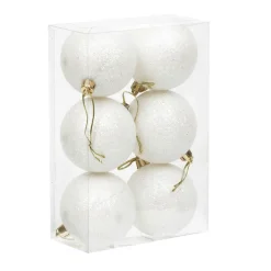 Boule de Noël blanche pailletée x6-Gifi Sale