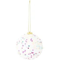 Boule de Noël blanche perles multicolores Ø8cm-Gifi Clearance