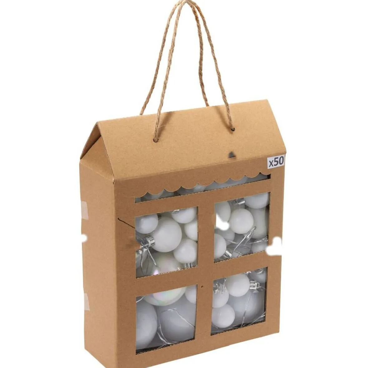 Boule de Noël blanche taille et finition différentes x50-Gifi Discount