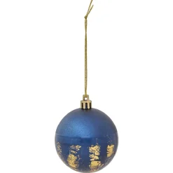 Boule de Noël bleu effet doré x6-Gifi Online