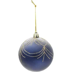 Boule de Noël bleu et doré Ø8 cm-Gifi Clearance