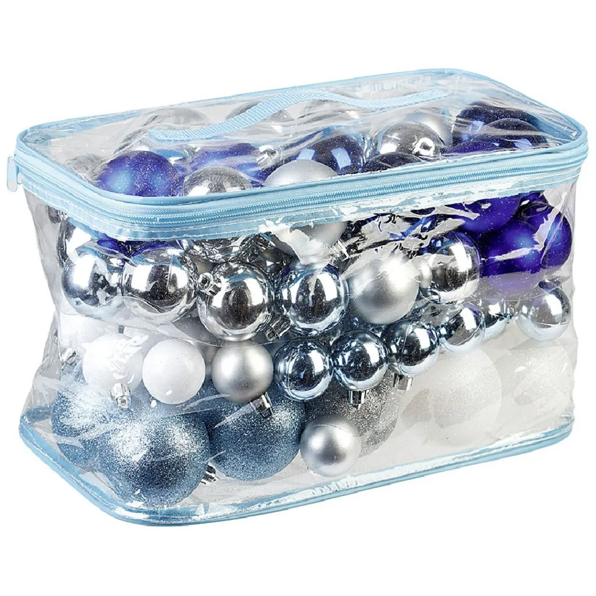 Boule de Noël bleue, blanche, argentée x 100-Gifi Sale