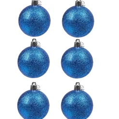 Boule de Noël bleue pailletée x6-Gifi Online
