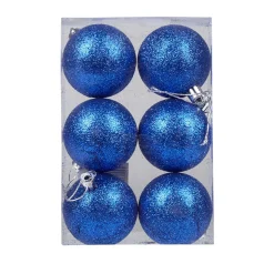 Boule de Noël bleue pailletée x6-Gifi Online