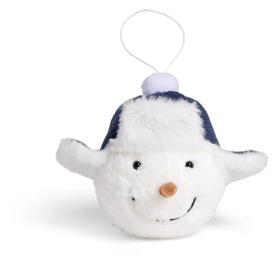 Boule de Noël bonhomme de neige fourrure blanc Ø12cm-Gifi New