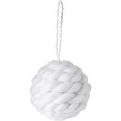 Boule de Noël Ø9cm finition laine blanc-Gifi Online