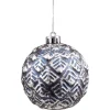 Boule de Noël déco relief bleu et argent Ø8cm-Gifi Sale