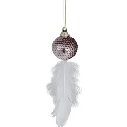 Boule de Noël décor sequin avec plume-Gifi