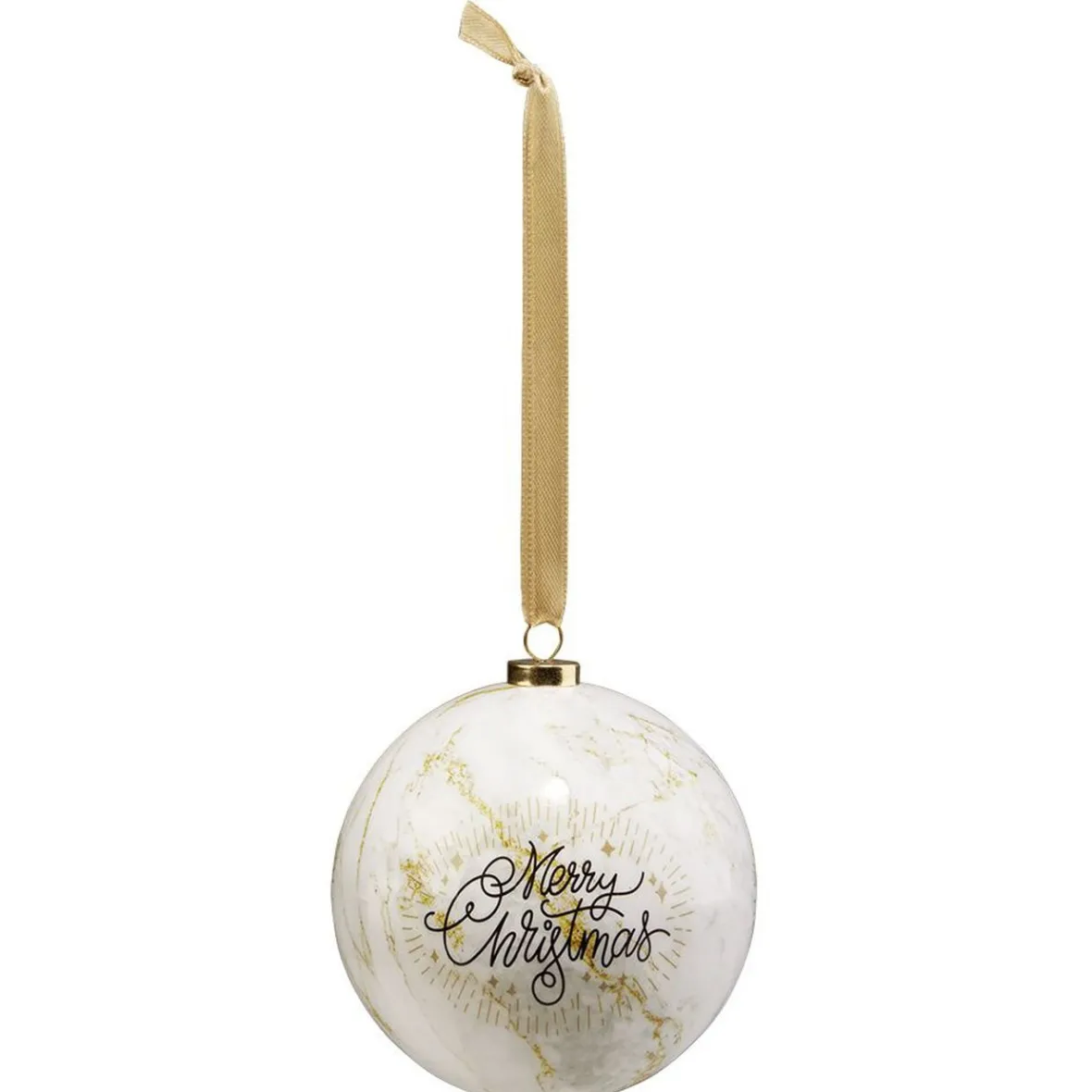 Boule de Noël design blanc doré Ø8cm-Gifi