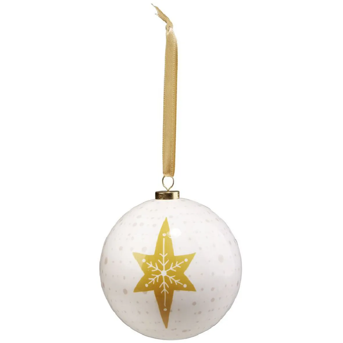 Boule de Noël design blanc doré Ø8cm-Gifi
