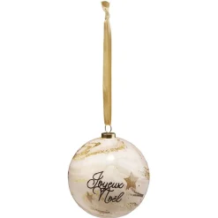 Boule de Noël design blanc doré Ø8cm-Gifi