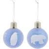 Boule de Noël design hiver flocon pingouin ours bleu et blanc x2-Gifi