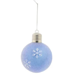 Boule de Noël design hiver flocon pingouin ours bleu et blanc x2-Gifi