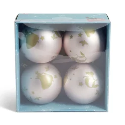 Boule de Noël Disney Bambi rose Ø8cm x4-Gifi Outlet