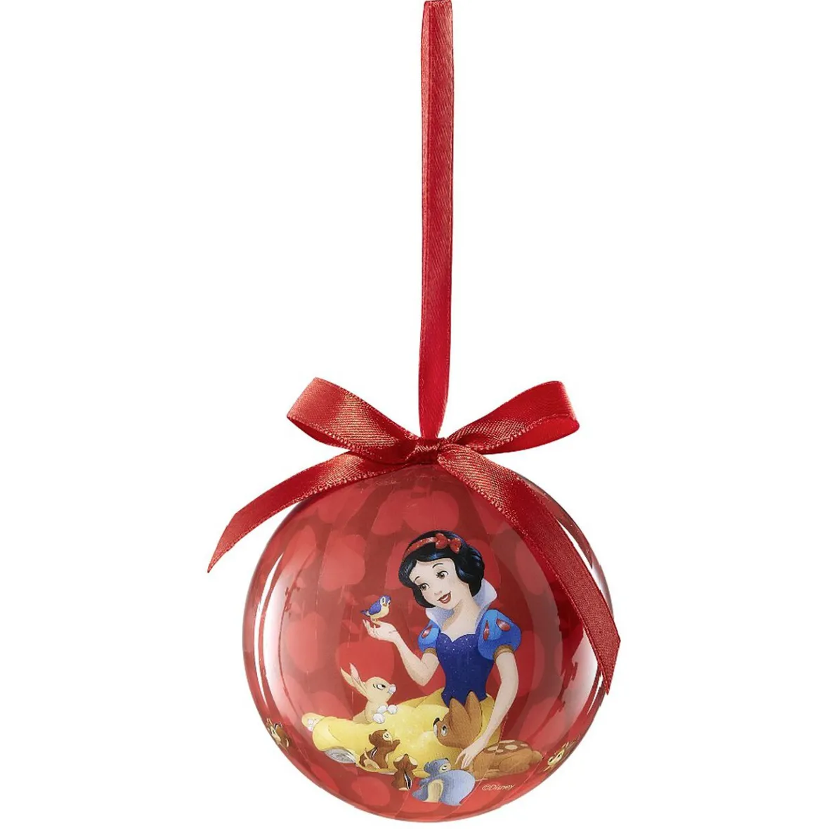 Boule de Noël Disney Blanche-Neige avec ses amis animaux rouge-Gifi Discount