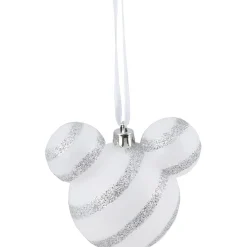 Boule de Noël Disney forme tête de Mickey rayé blanc et argenté-Gifi Clearance