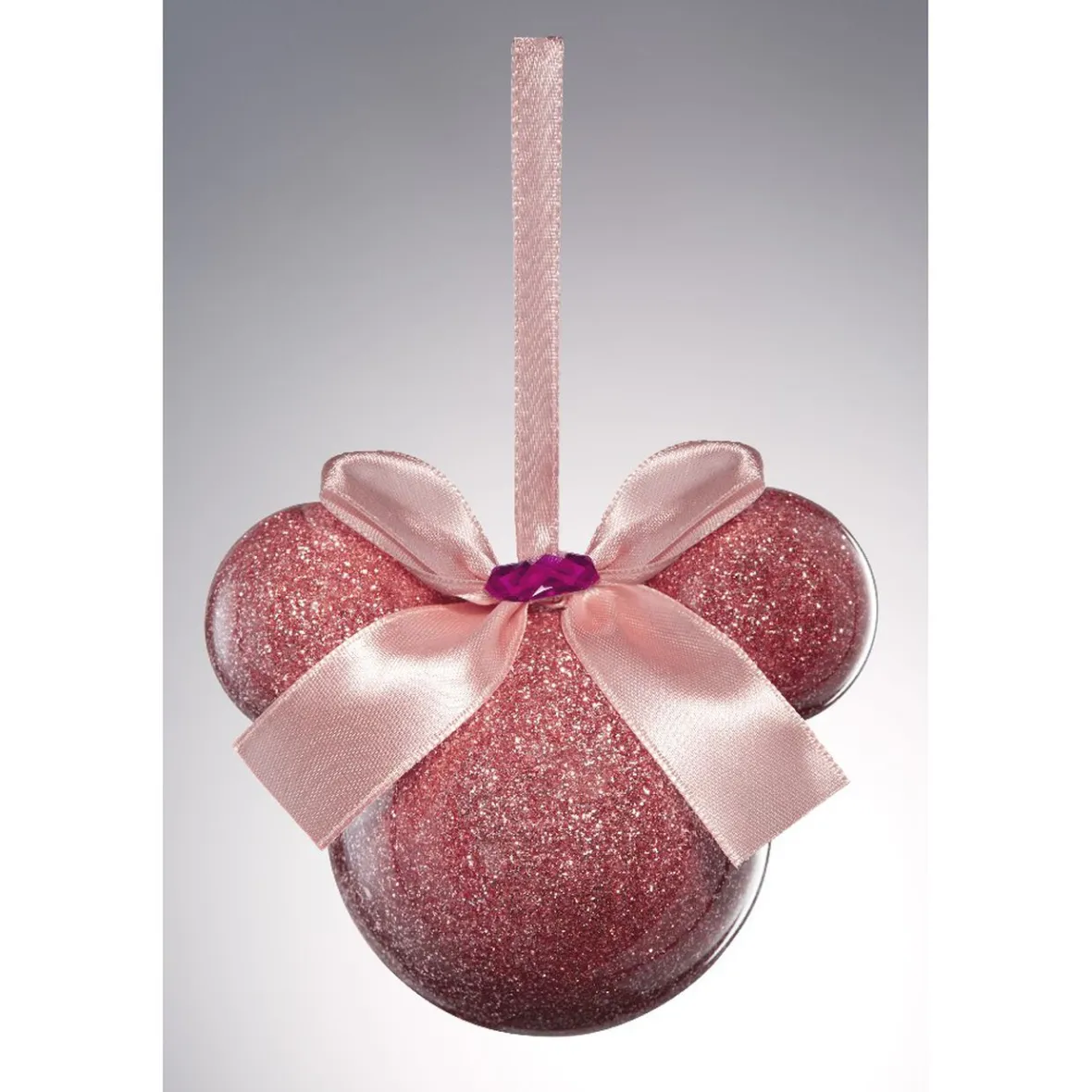 Boule de Noël Disney forme Mickey avec noeud ruban rose-Gifi Outlet