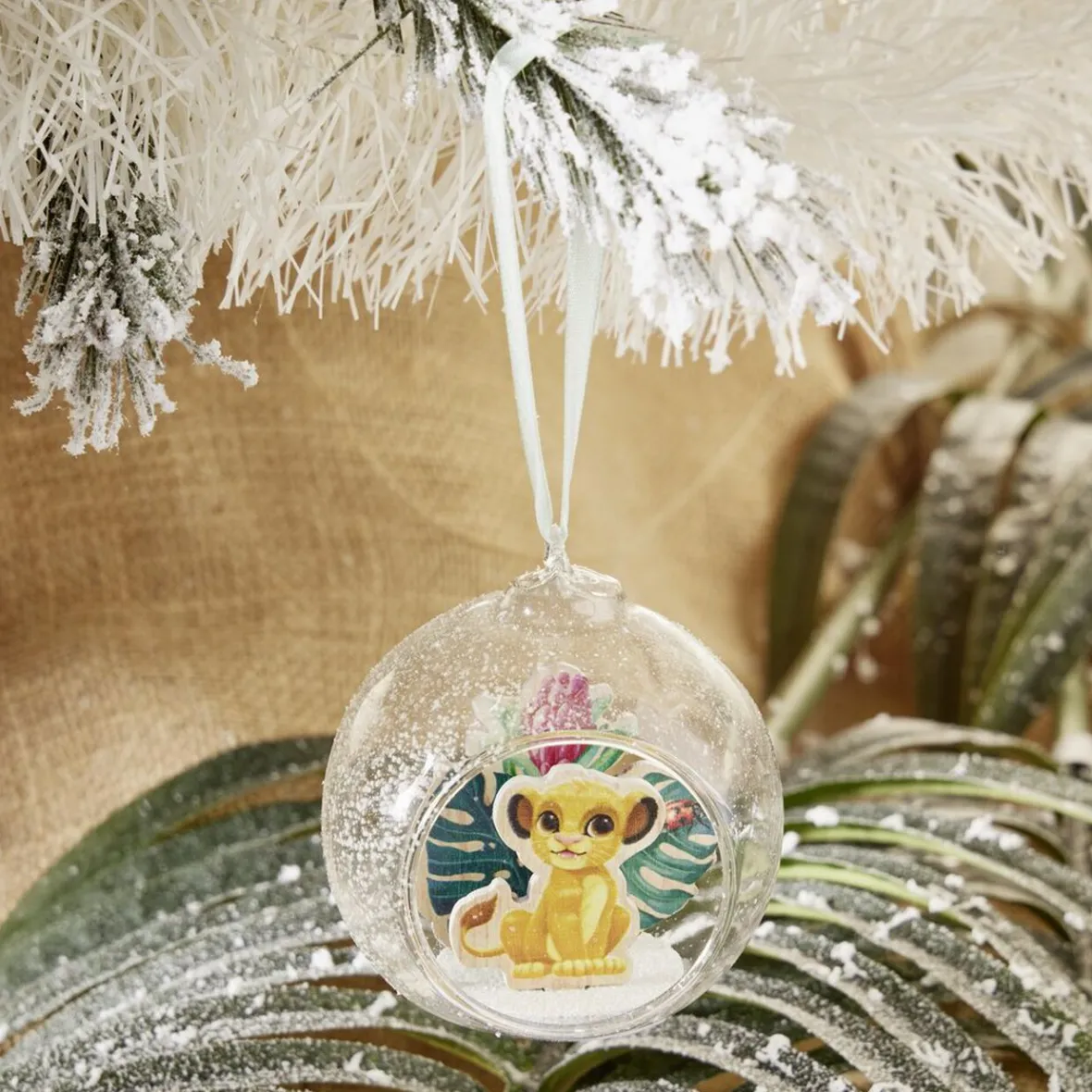 Boule de Noël Disney Le Roi Lion en verre et bois Ø8cm-Gifi