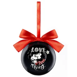 Boule de Noël Disney Mickey et Minnie avec noeud rouge et noir-Gifi Sale