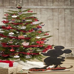 Boule de Noël Disney Mickey Minnie en verre et bois Ø8cm-Gifi Discount