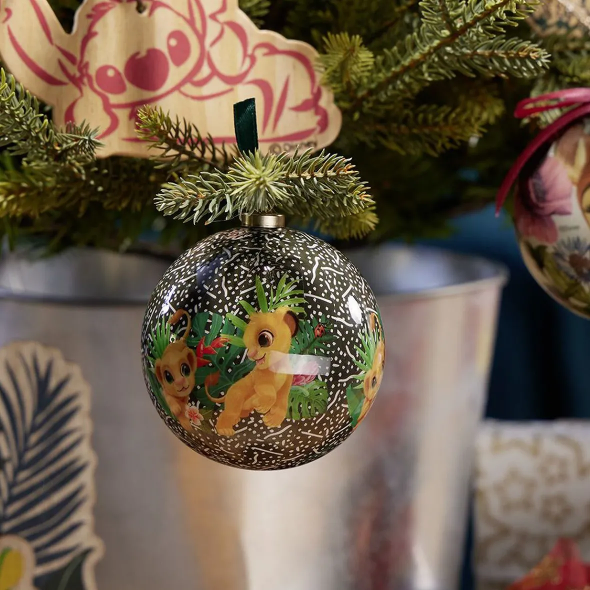 Boule de Noël Disney noire Simba Ø7,5cm-Gifi Outlet