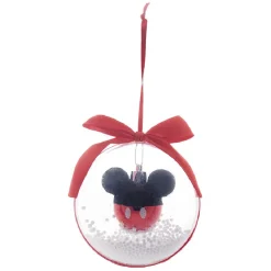 Boule de Noël Disney transparente ruban et billes avec tête de Mickey-Gifi
