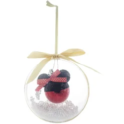 Boule de Noël Disney transparente ruban et billes avec tête de Mickey-Gifi