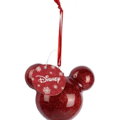 Boule de Noël Disney tête de Mickey rouge pailletée-Gifi Outlet
