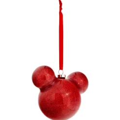 Boule de Noël Disney tête de Mickey rouge pailletée-Gifi Outlet
