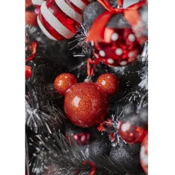 Boule de Noël Disney tête de Mickey rouge pailletée-Gifi Outlet