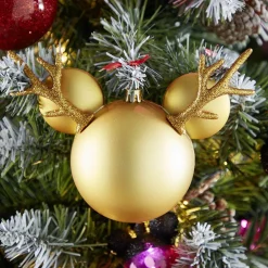 Boule de Noël Disney tête de Mickey en 3D dorée H15,5cm-Gifi Hot