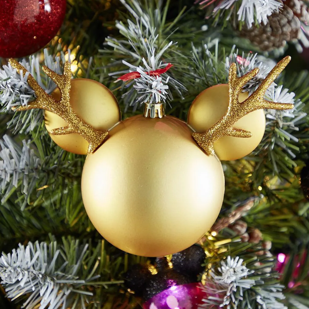 Boule de Noël Disney tête de Mickey en 3D dorée H15,5cm-Gifi Hot