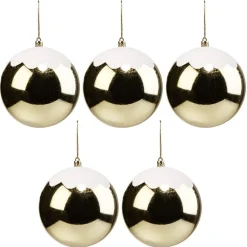 Boule de Noël doré effet neige Ø12cm x5-Gifi Sale
