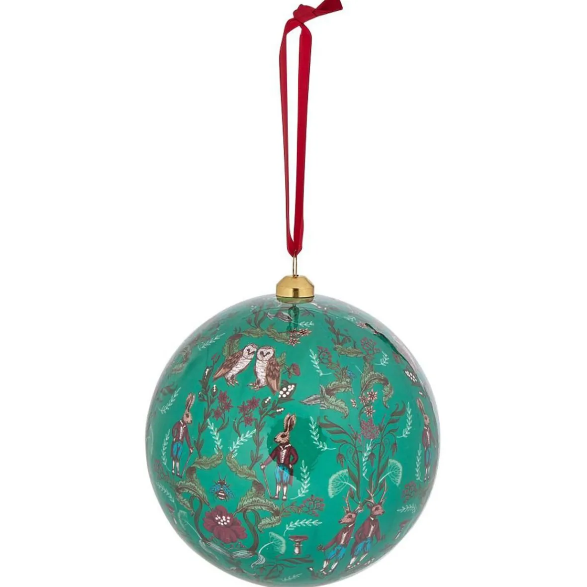 Boule de Noël effet gravure animaux vert et rouge Ø12cm-Gifi Hot
