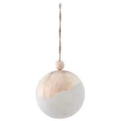 Boule de Noël en bois blanc naturel-Gifi