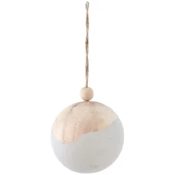 Boule de Noël en bois blanc naturel-Gifi