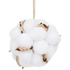Boule de Noël en coton blanc et doré Ø7 cm-Gifi Clearance