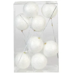 Boule de Noël en mousse blanche avec crochet de suspension x8-Gifi Hot