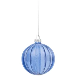 Boule de Noël en verre bleu Ø10 cm-Gifi Discount